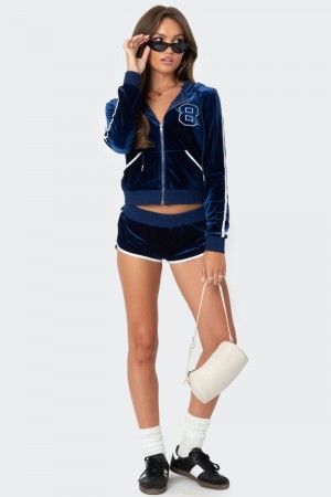 Edikted 08 Velour Shorts Navy | USA XM365796L5