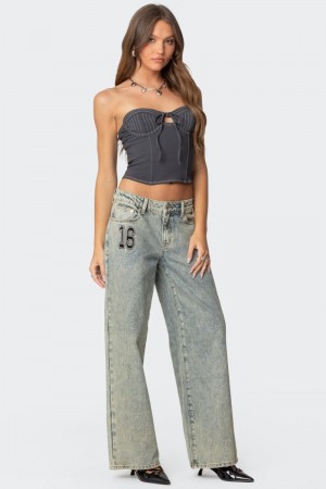 Edikted 16 Vintage Acid Wash Jeans Blue Washed | USA AK741464J9