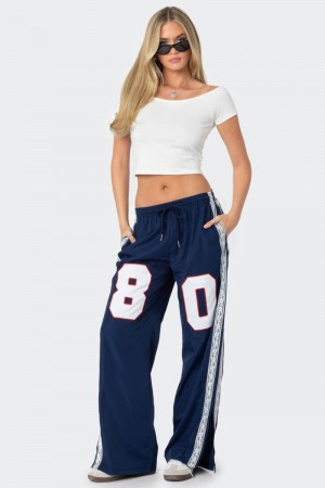 Edikted 1980 Nylon Track Pants Navy | USA GS243434W3
