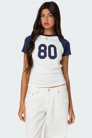Edikted 80'S Raglan T Shirts White And Pink | USA BS663536I4