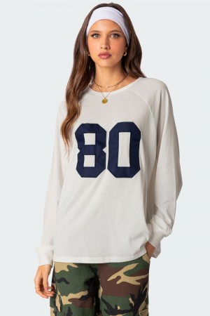 Edikted 80 Oversized T-Shirt Graphic Tops Navy | USA YU948584E0