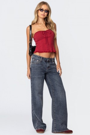 Edikted Ace Relaxed Jeans Dark Blue | USA DZ868186Y5