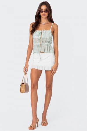 Edikted Adrianne Textured Knit Mini Skirts White | USA ZK363886G9