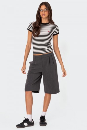 Edikted Aelia Bermuda Trouser Shorts Dark Gray | USA FM989798A5