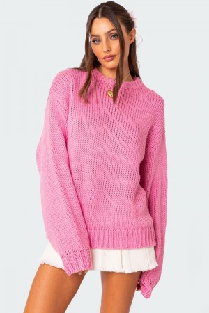 Edikted Aiden Oversized Chunky Knit Sweater Pink | USA BX272077A8