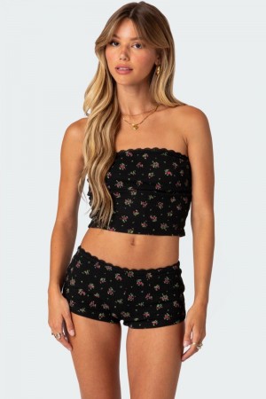 Edikted Aislinn Printed Waffle Tube Strapless Tops Mix | USA IG582068G2