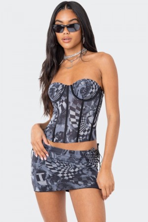 Edikted Aly Mesh Corset Gray | USA VU225302C1