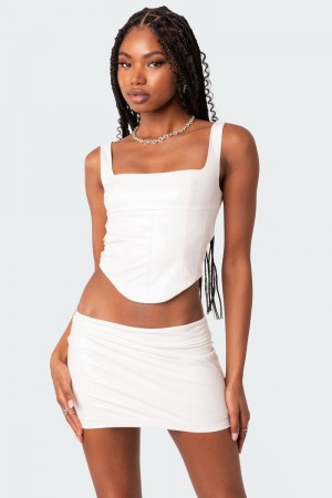Edikted Amiyah Vinyl Corset Light Pink | USA ZI229402Z6
