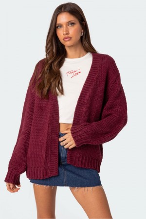Edikted Anina Oversized Knit Cardigan Black | USA QV201460L4