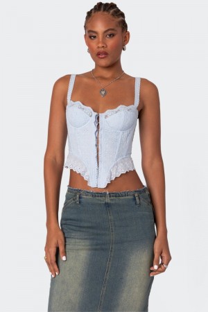 Edikted Asteria Eyelet Corset Light Blue | USA EY595599T0