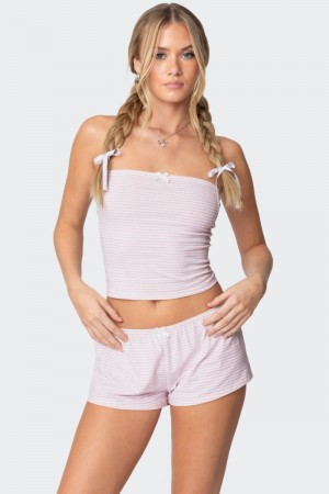 Edikted Astor Striped Tube Strapless Tops Gray And White | USA FK610241W1
