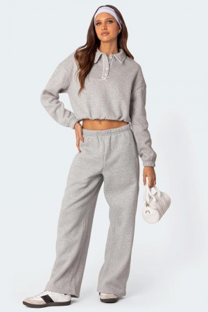 Edikted Autumn Sweatpants Pants Gray Melange | USA BS322822Z7