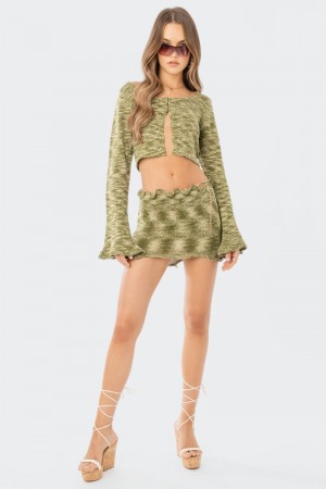 Edikted Ayden Knitted Mini Skirts Green | USA SP531123H6