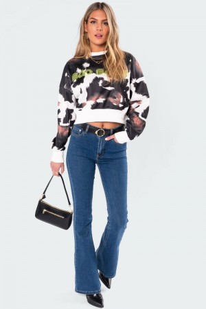 Edikted Bad Babe Neon Print Sweatshirt Long Sleeve Tops Mix | USA SY471007Z1