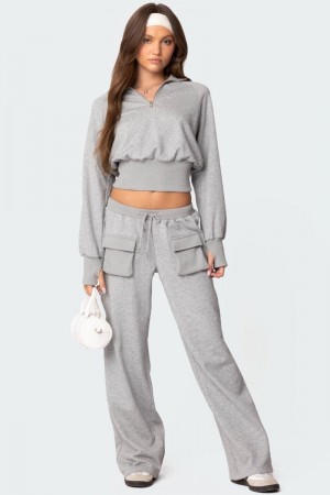 Edikted Bailey French Terry Cargo Sweatpants Gray Melange | USA BL521342L2
