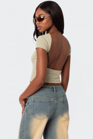 Edikted Bambi Open-Back T Shirts Black | USA AZ716221E4