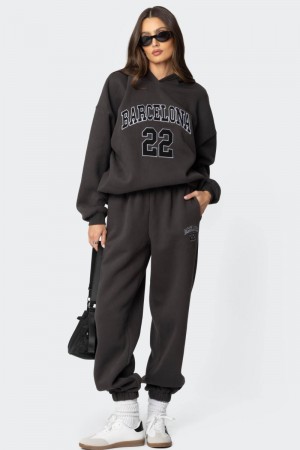 Edikted Barcelona Oversized Sweatpants Pants Dark Gray | USA EN433243T3