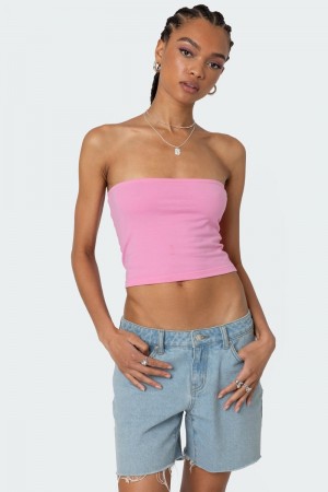 Edikted Basic Tube Strapless Tops Black | USA ZT256115G2