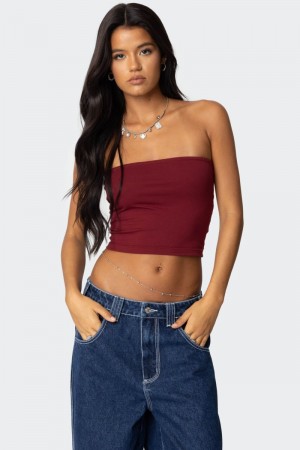 Edikted Basic Tube Strapless Tops Black | USA HF481318P8