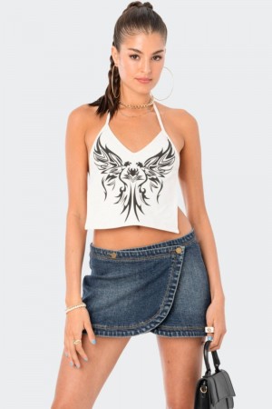 Edikted Bella Open-Back Crop Tops White | USA PO225352X9