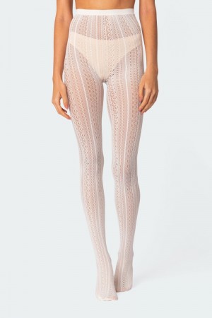 Edikted Belle Lacey Tights Socks Black | USA GZ982068T4