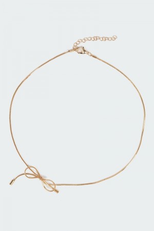 Edikted Bestie Bow Necklaces Gold | USA BH050545L5