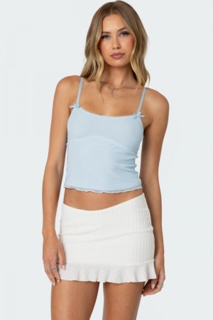 Edikted Bethany Mesh Tank Top Light Blue | USA HN971577V1