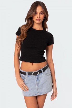 Edikted Better Basics Cropped T Shirts Black | USA MO602810J4