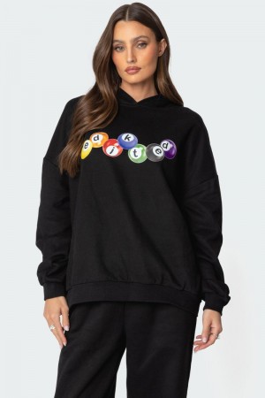 Edikted Billiard Oversized Hoodie Long Sleeve Tops Black | USA SS932983L2