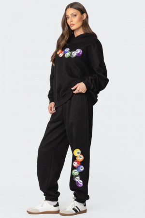 Edikted Billiard Oversized Sweatpants Pants Black | USA LG343174T0