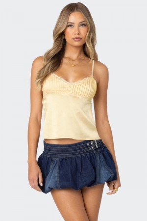Edikted Blanca Satin Lace Trim Tank Top Green | USA ZH273857X0