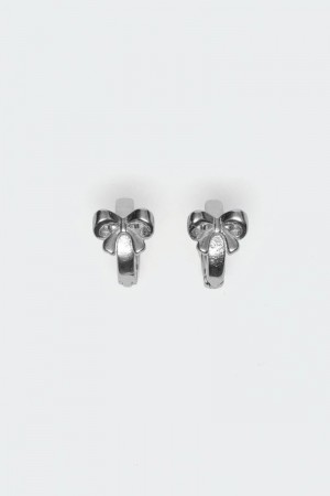 Edikted Bow Huggy Hoop Earrings Gold | USA EW626872Z9