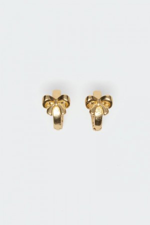 Edikted Bow Huggy Hoop Earrings Gold | USA TE865386S3