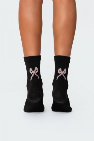 Edikted Bow Socks Black | USA MA995389P6