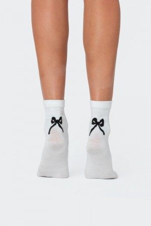 Edikted Bow Socks Black | USA QQ031423Q8