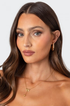Edikted Bow & Heart Necklaces Gold | USA WH793309U7