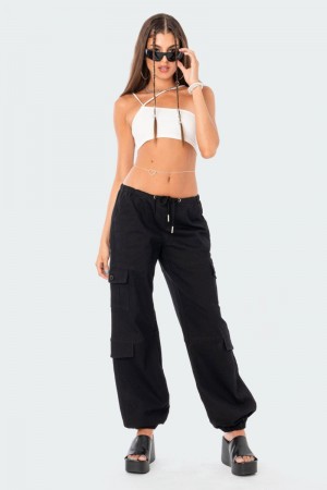 Edikted Boyfriend Cargo Pants Black | USA TC925542A5