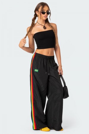 Edikted Brasil Nylon Track Pants Black | USA YP895109U8