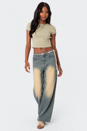 Edikted Braya Washed Low Rise Baggy Jeans Black Washed | USA FN883778X5