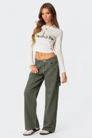 Edikted Brenda Low Rise Carpenter Jeans Brown | USA FE921562D0
