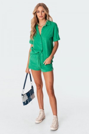Edikted Bronti Terry Shorts Green | USA WU073857Y2