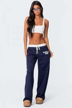 Edikted Brookie Sweatpants Pants Navy | USA KI353105C3