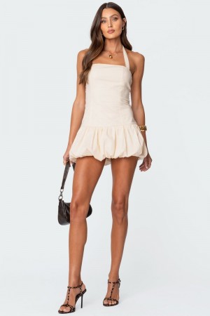 Edikted Bryn Bubble Skirt Mini Dress Cream | USA CX722062M8