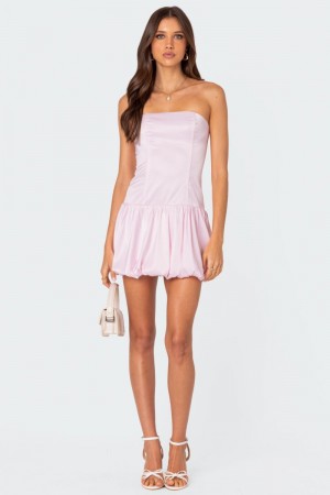 Edikted Bubble Skirt Satin Mini Dress Light Pink | USA GG963146T1