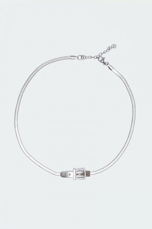 Edikted Buckle Belt Choker Necklaces Silver | USA CO212161Z6