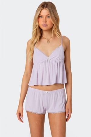 Edikted Buffy Babydoll Tank Top Light Blue | USA DV424892N5