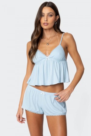 Edikted Buffy Babydoll Tank Top Light Blue | USA YK463326W7