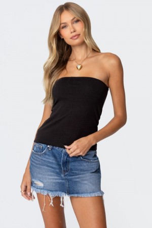 Edikted Built In Bra Tube Strapless Tops Black | USA US624952Q9