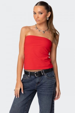 Edikted Built In Bra Tube Strapless Tops Black | USA TI513601O2