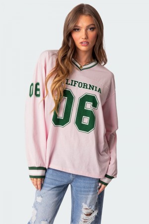 Edikted Cali Oversized Baseball T Shirt Long Sleeve Tops Green | USA OZ086338D1